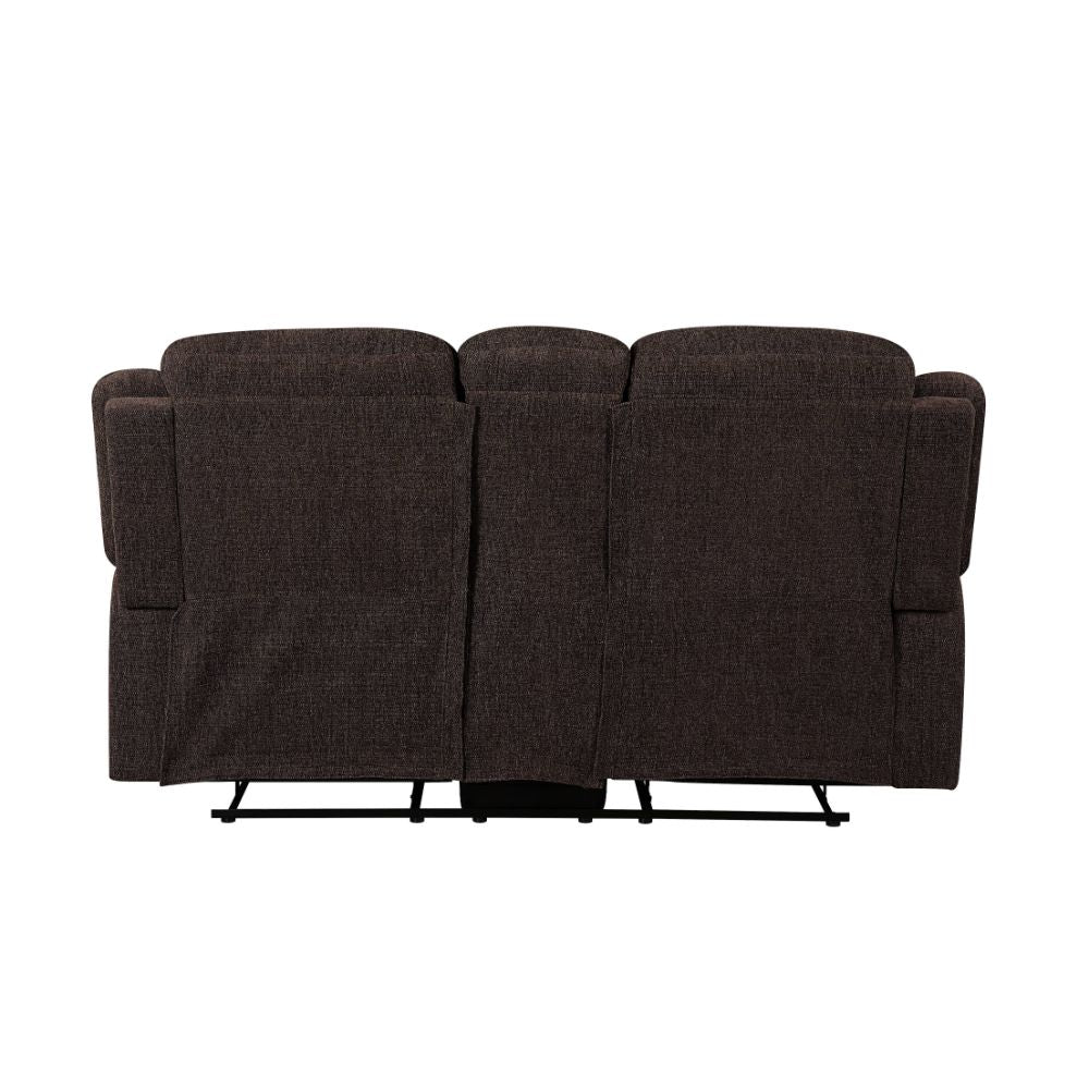 ACME Madden Brown Chenille Motion Loveseat with Console Model 55446