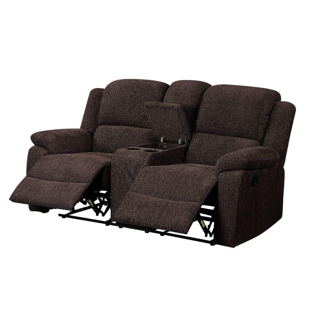 ACME Madden Brown Chenille Motion Loveseat with Console Model 55446