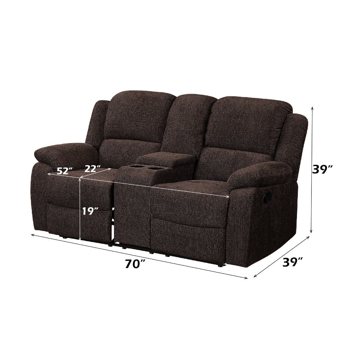 ACME Madden Brown Chenille Motion Loveseat with Console Model 55446
