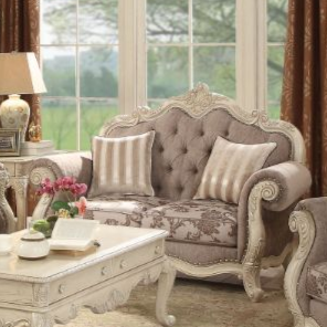 ACME Ragenardus Gray Fabric & Antique White Loveseat with 2 Pillows Model 56021