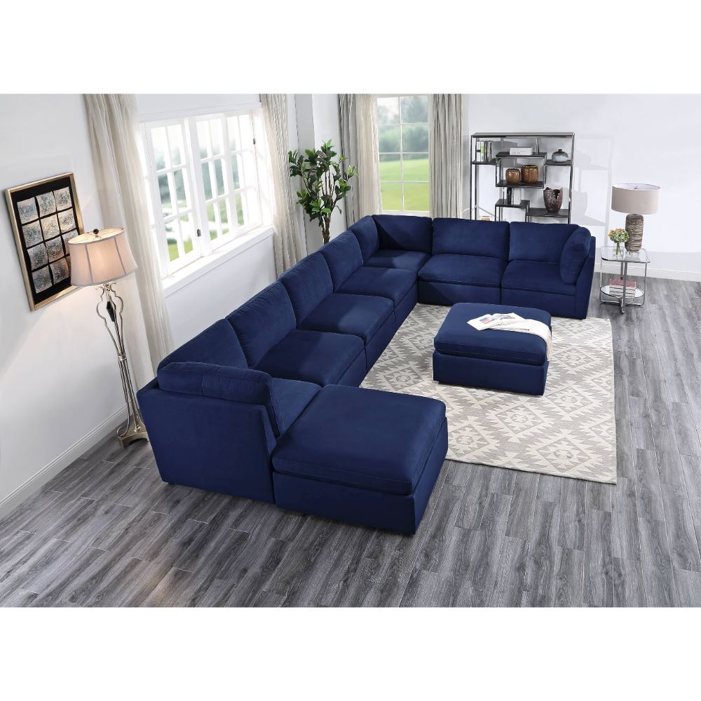 ACME Crosby Blue Fabric Modular Armless Chair Model 56035