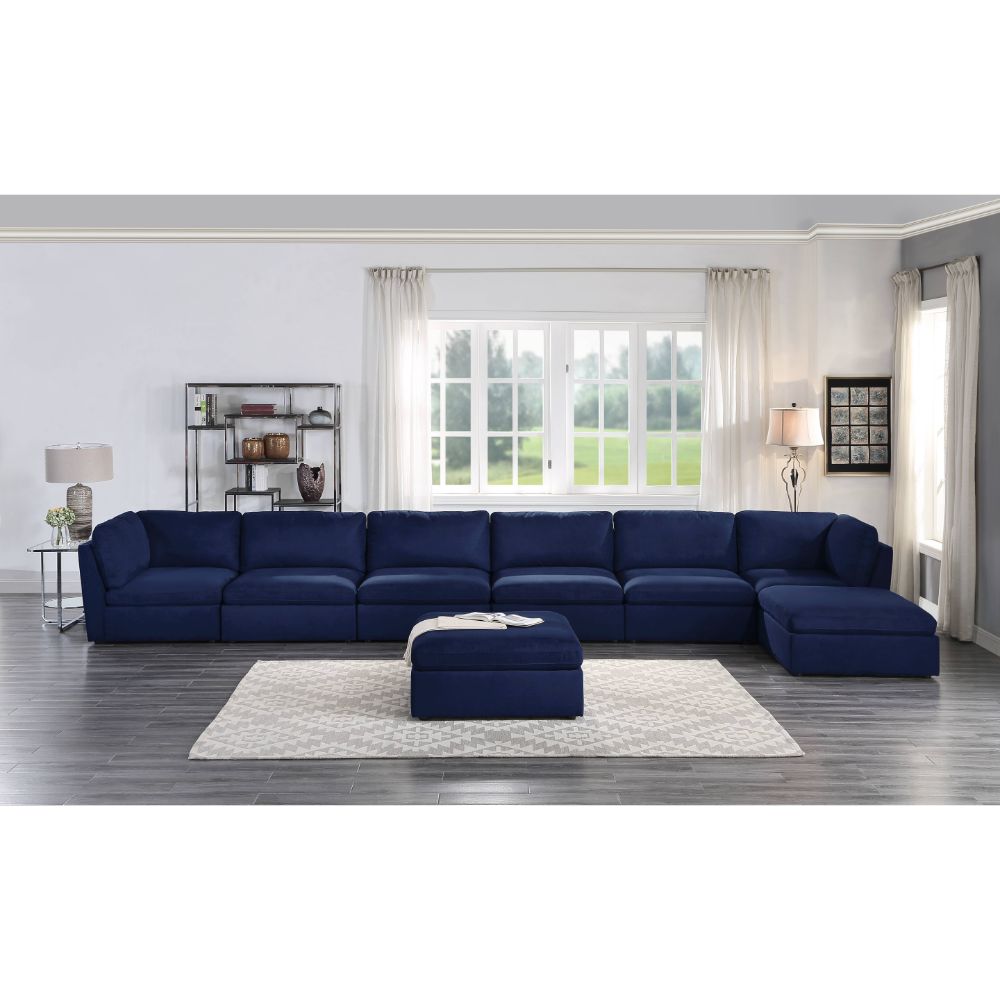 ACME Crosby Blue Fabric Modular Armless Chair Model 56035