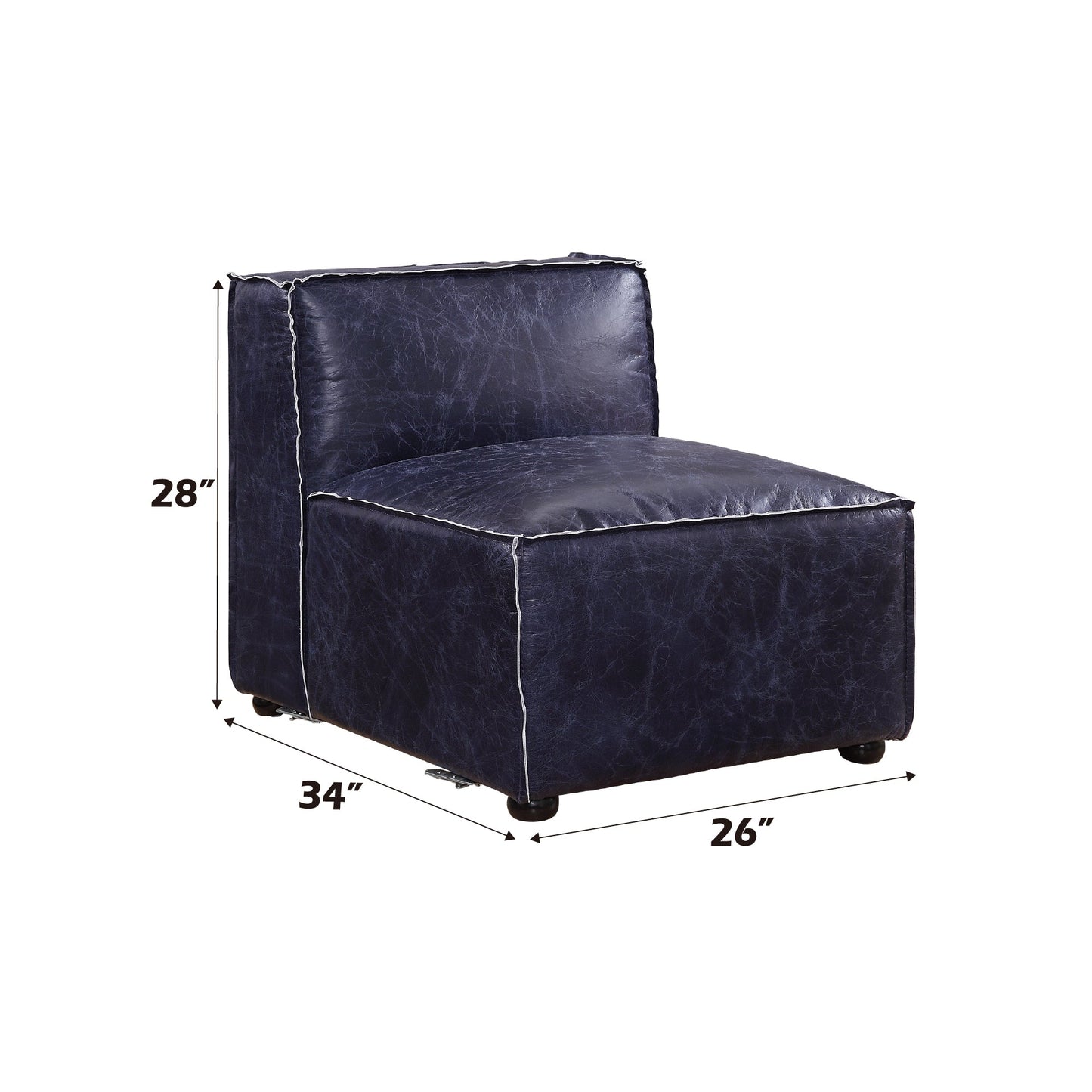 ACME Birdie Vintage Blue Top Grain Leather Modular Armless Chair Model 56595