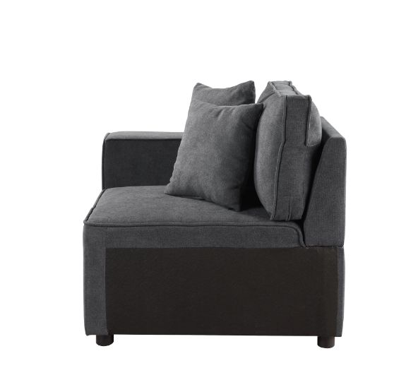 ACME Silvester Gray Fabric Modular Left Facing Chair with 2 Pillows Model 56871
