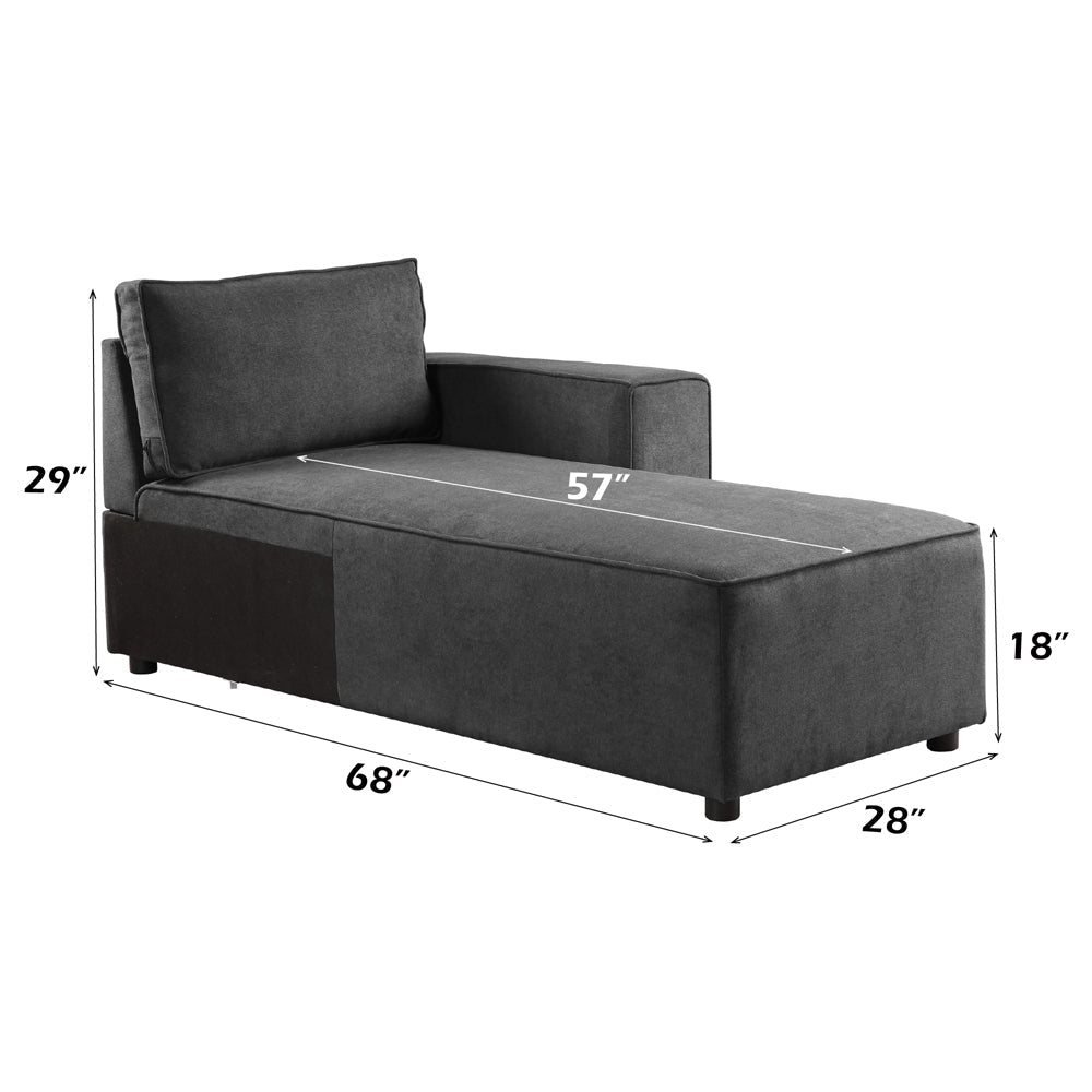 ACME Silvester Gray Fabric Modular Chaise with 2 Pillows Model 56875