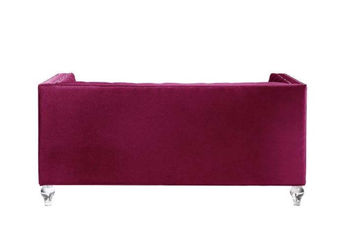 ACME Heibero Burgundy Velvet Loveseat with 2 Pillows (Same LV01401) Model 56896