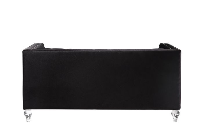 ACME Heibero Black Velvet Loveseat with 2 Pillows Model 56996
