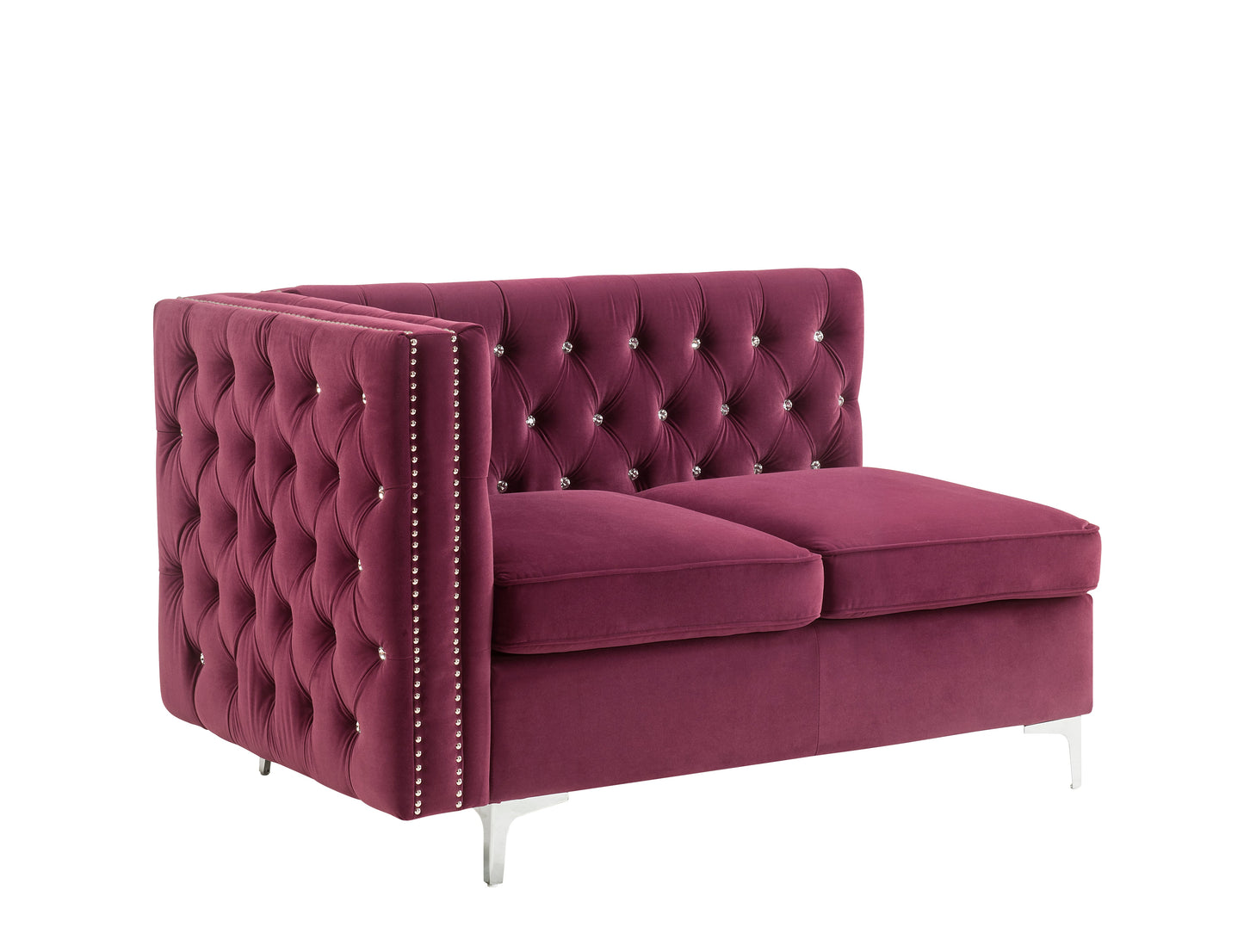 ACME Jaszira Burgundy Velvet Modular Armless Loveseat with 2 Pillows Model 57331