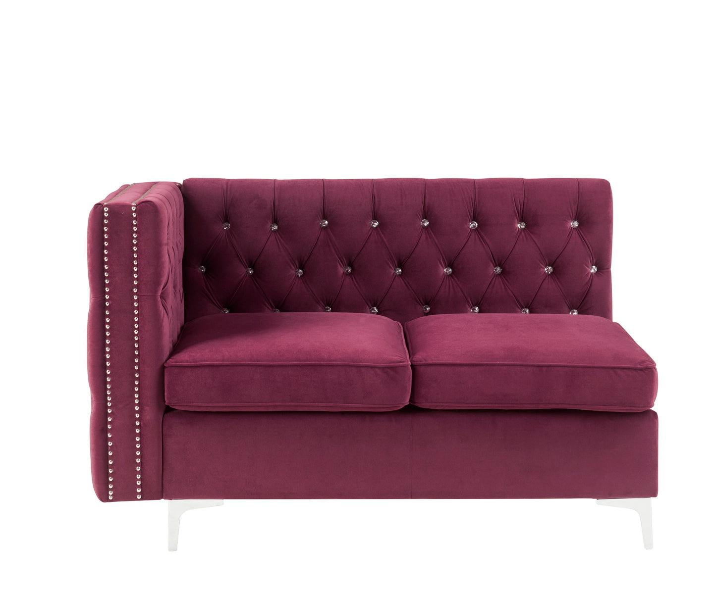 ACME Jaszira Burgundy Velvet Modular Armless Loveseat with 2 Pillows Model 57331