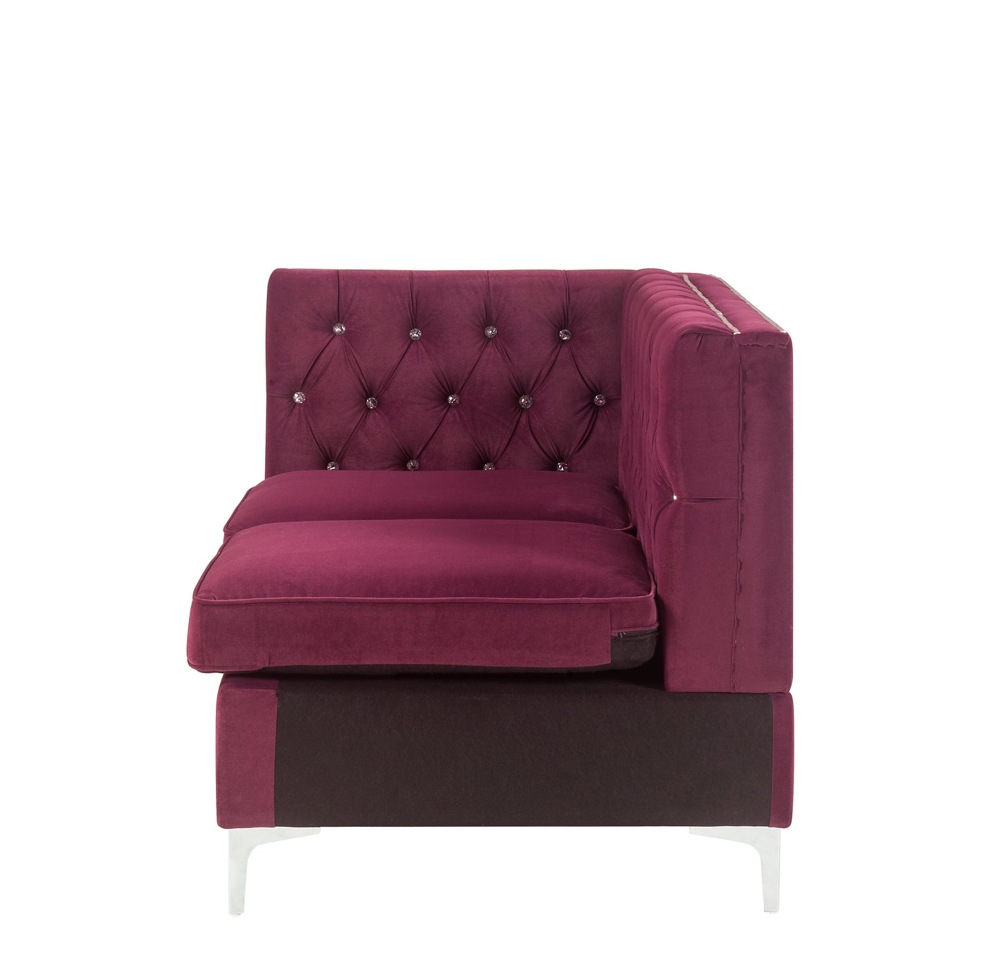 ACME Jaszira Burgundy Velvet Modular Armless Loveseat with 2 Pillows Model 57331