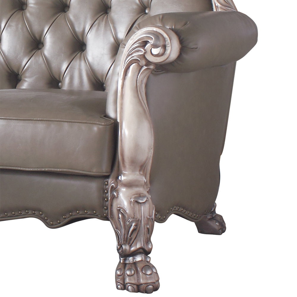 ACME Dresden Synthetic Leather & Vintage Bone White Loveseat with 3 Pillows Model 58176