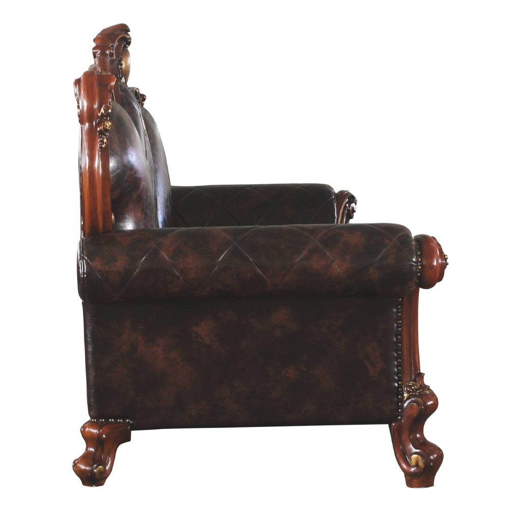 ACME Picardy Synthetic Leather & Honey Oak Sofa with 3 Pillows Model 58221