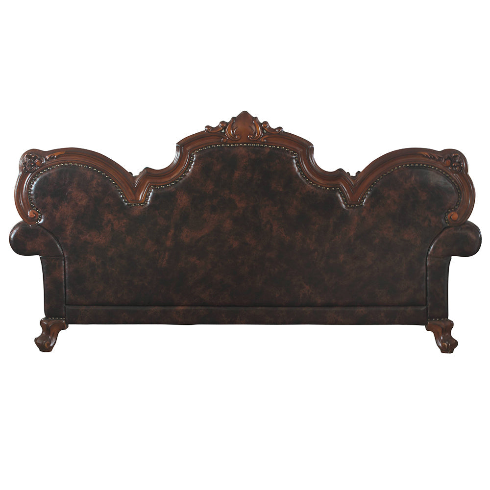 ACME Picardy Synthetic Leather & Honey Oak Sofa with 3 Pillows Model 58221