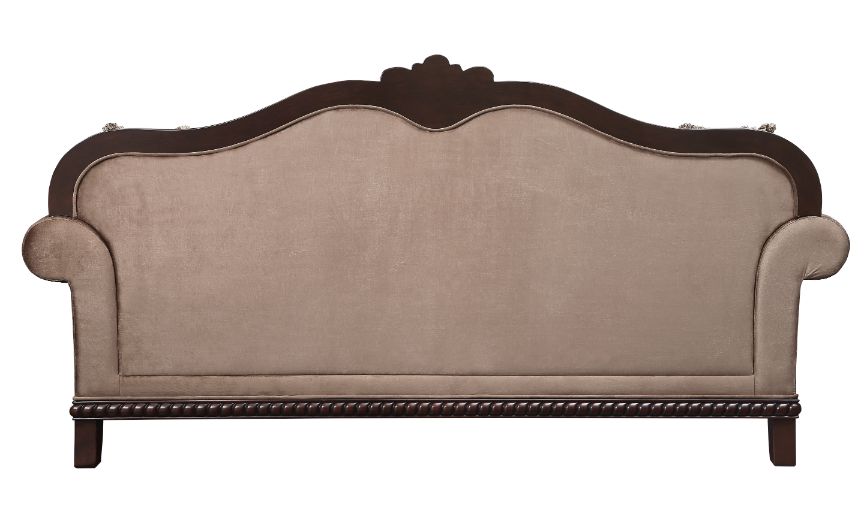 ACME Chateau De Ville Fabric & Espresso Sofa with 5 Pillows(Same LV01588) Model 58265