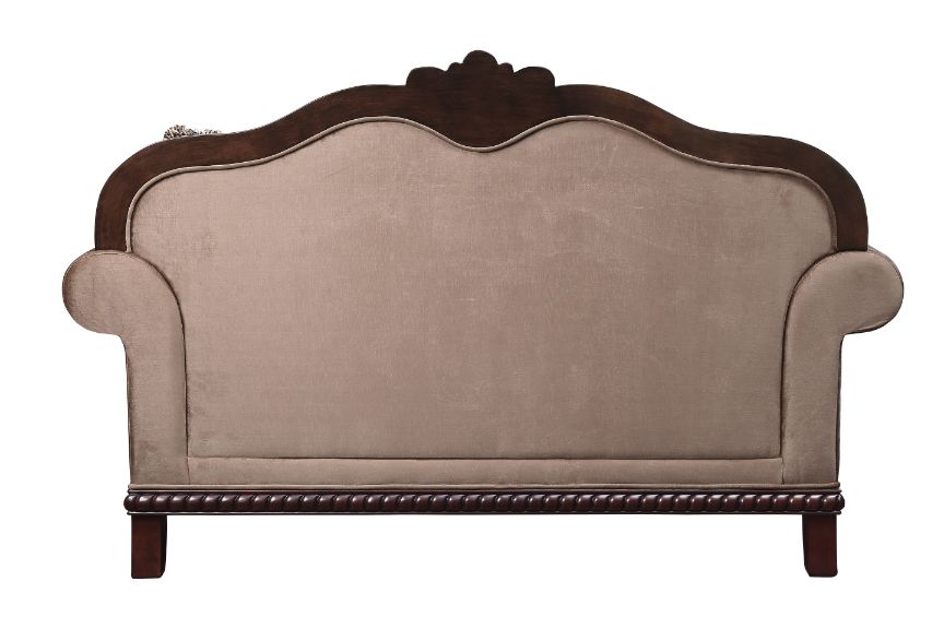 ACME Chateau De Ville Fabric & Espresso Loveseat with 3 Pillows(Same LV01589) Model 58266