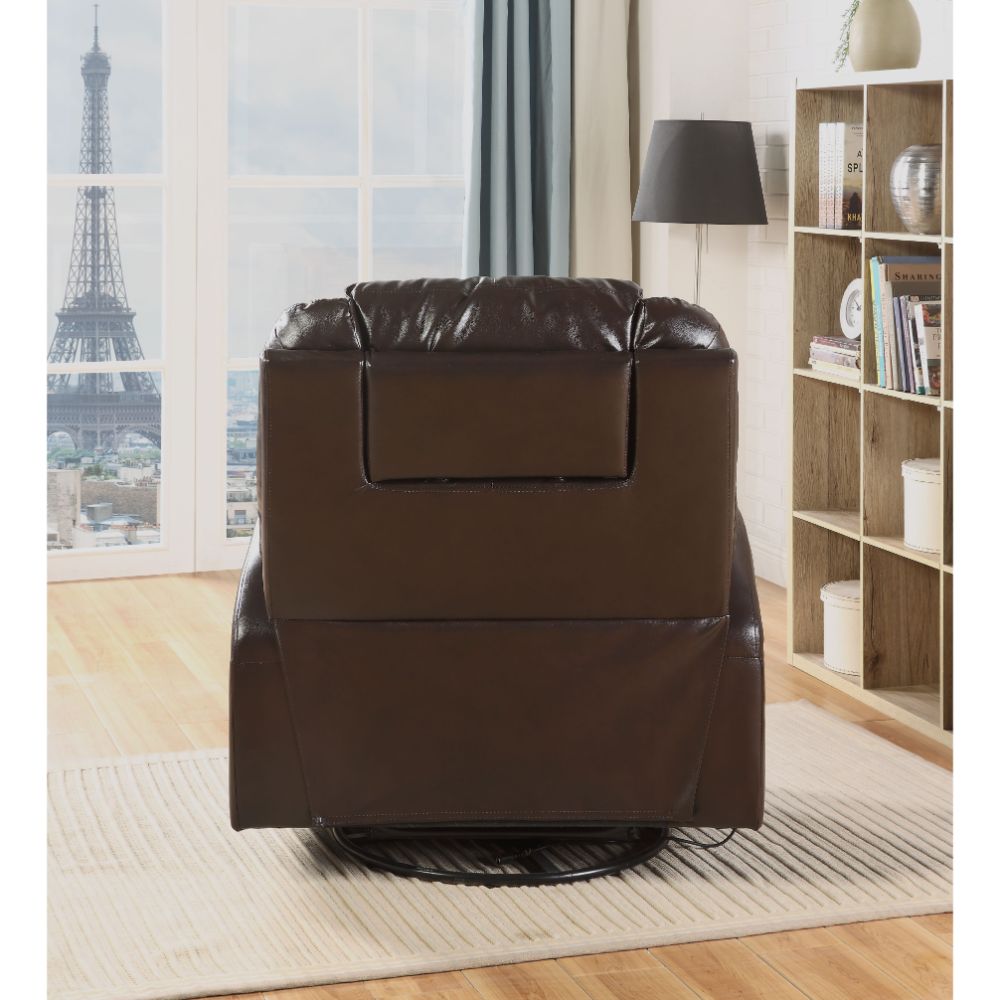 ACME Waterlily Brown Synthetic Leather Motion Rocker Recliner with Swivel Model 59278