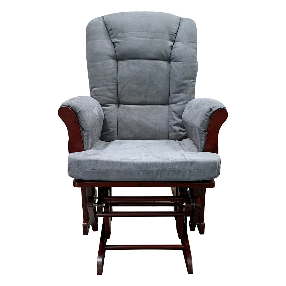 ACME Aeron Gray Microfiber & Cherry Glider Chair & Ottoman Model 59338