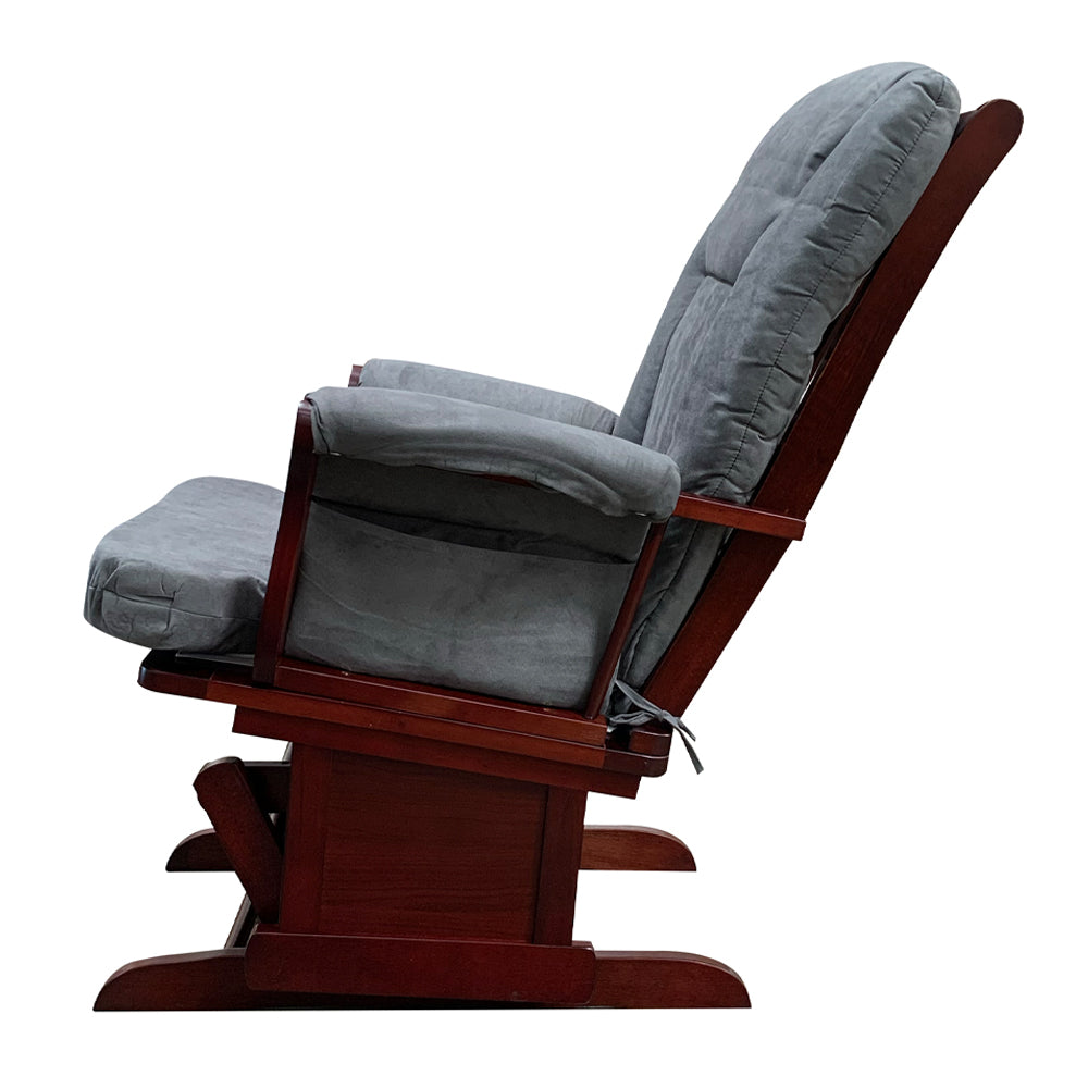 ACME Aeron Gray Microfiber & Cherry Glider Chair & Ottoman Model 59338
