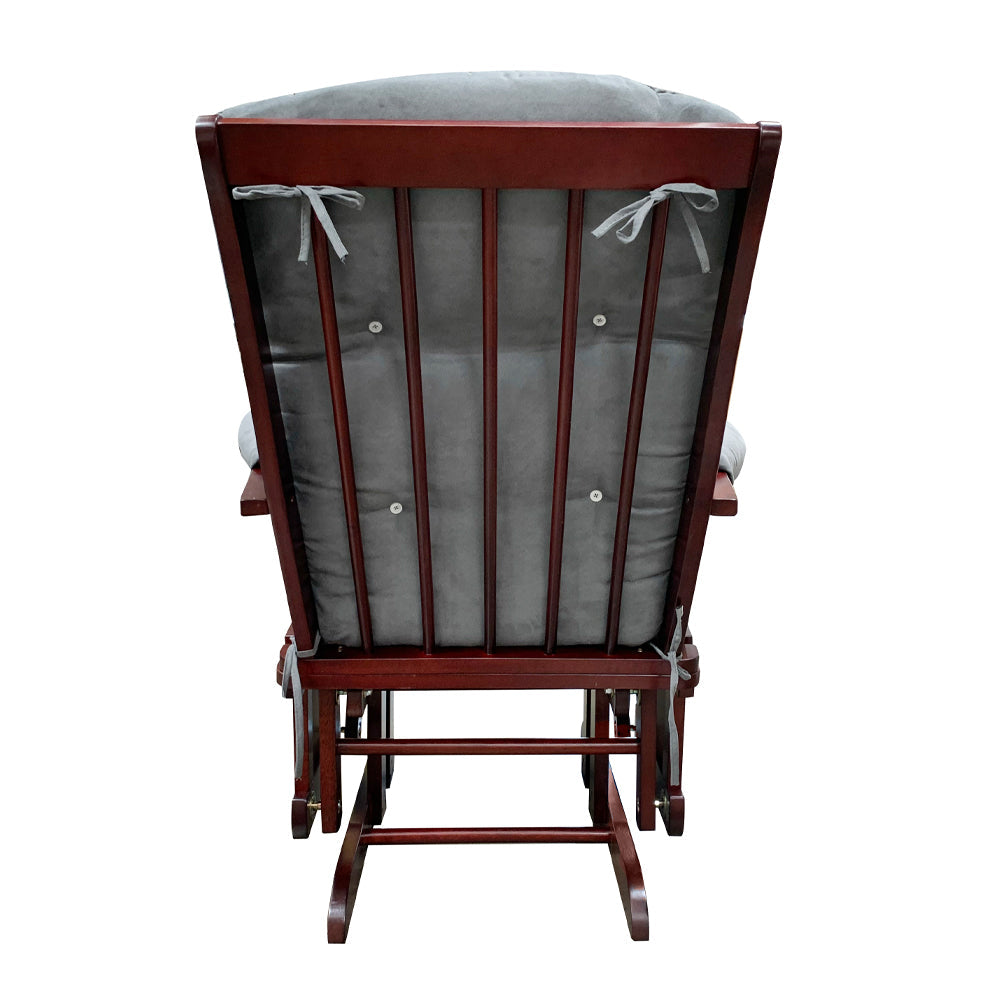 ACME Aeron Gray Microfiber & Cherry Glider Chair & Ottoman Model 59338