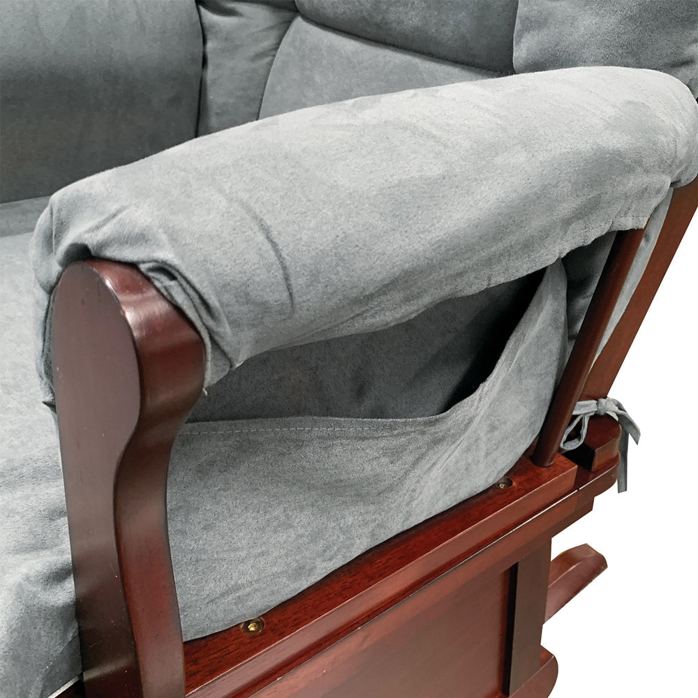 ACME Aeron Gray Microfiber & Cherry Glider Chair & Ottoman Model 59338