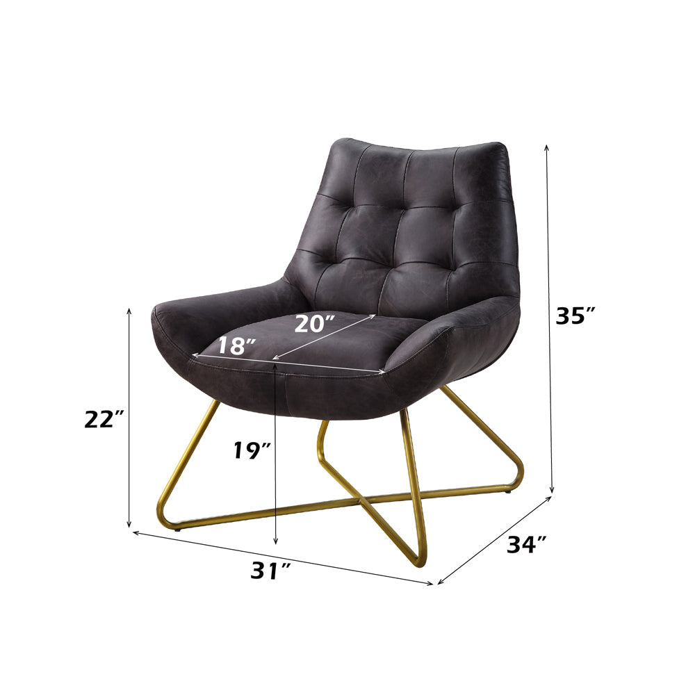 ACME Dhalsim Antique Ebony Top Grain Leather Accent Chair Model 59666