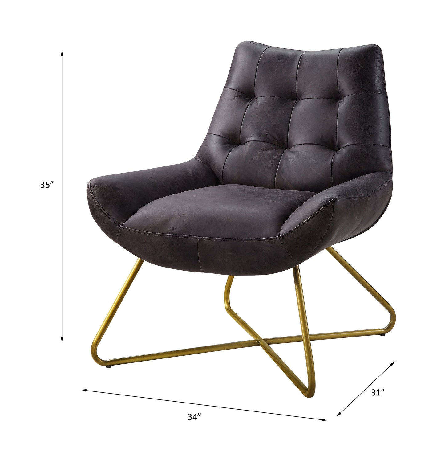 ACME Dhalsim Antique Ebony Top Grain Leather Accent Chair Model 59666