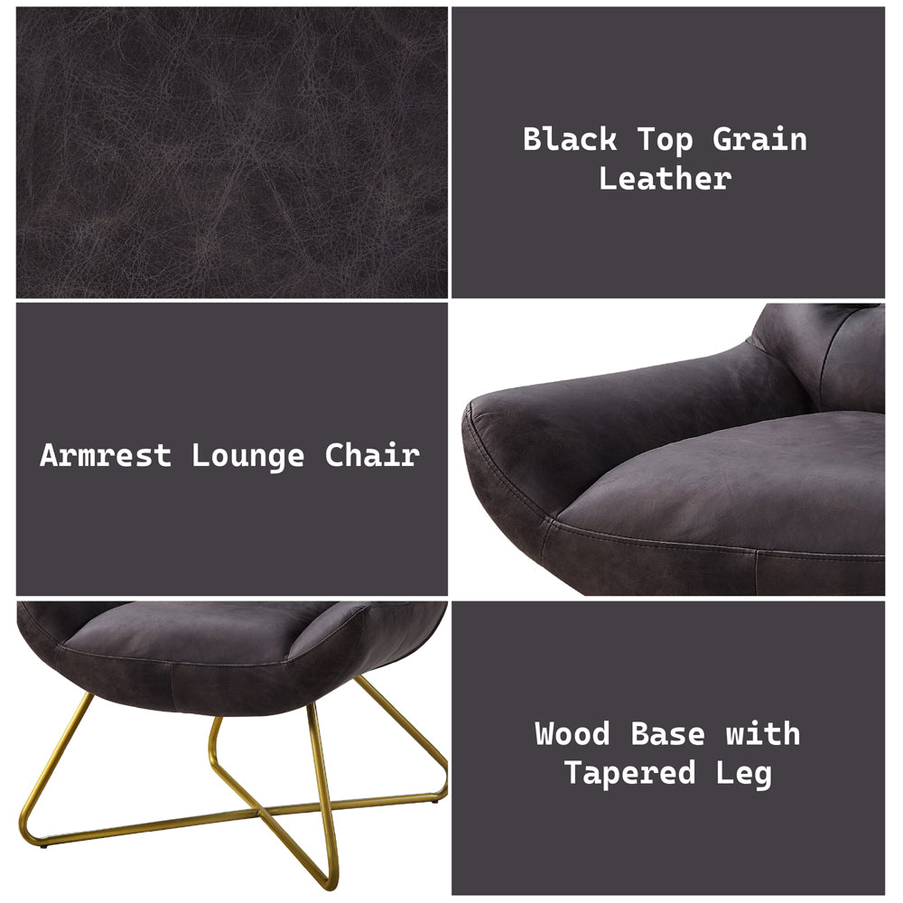 ACME Dhalsim Antique Ebony Top Grain Leather Accent Chair Model 59666