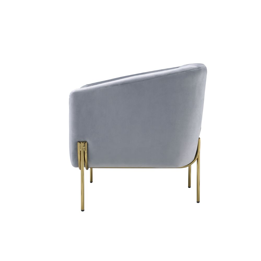ACME Carlson Gray Velvet & Gold Accent Chair Model 59790