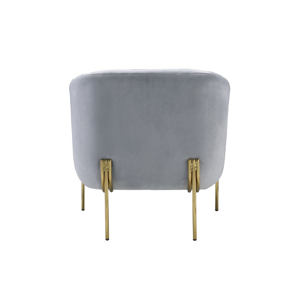 ACME Carlson Gray Velvet & Gold Accent Chair Model 59790