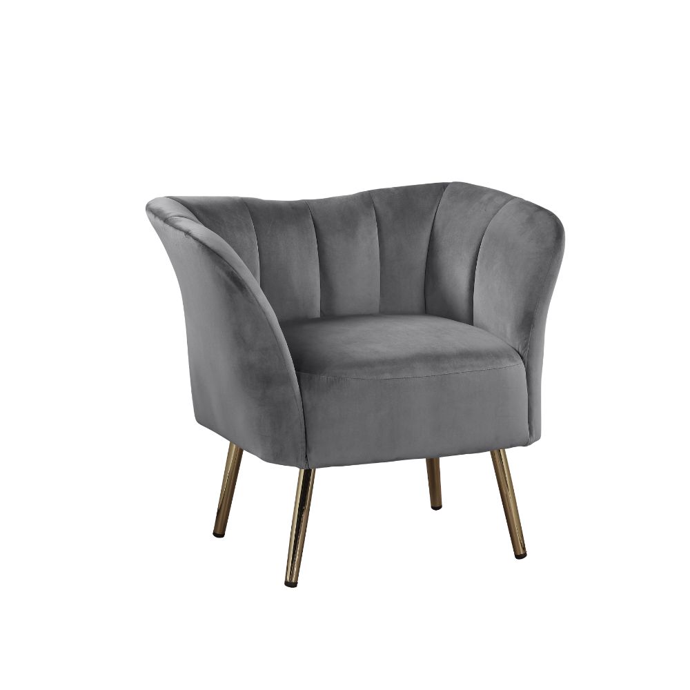 ACME Reese Gray Velvet & Gold Accent Chair Model 59797