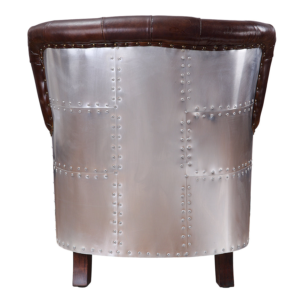 ACME Brancaster Vintage Brown & Aluminum Accent Chair Model 59830