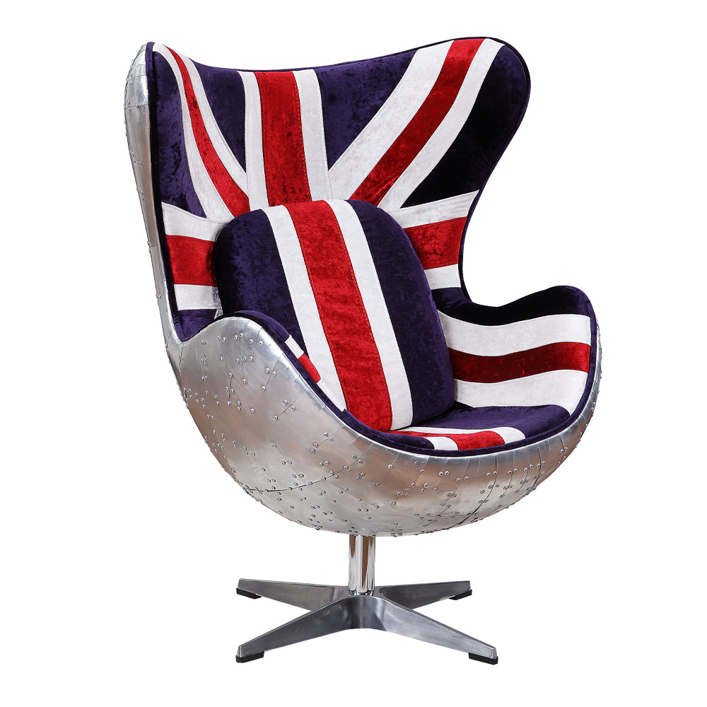 ACME Brancaster Pattern Fabric & Aluminum Accent Chair with Swivel Model 59835