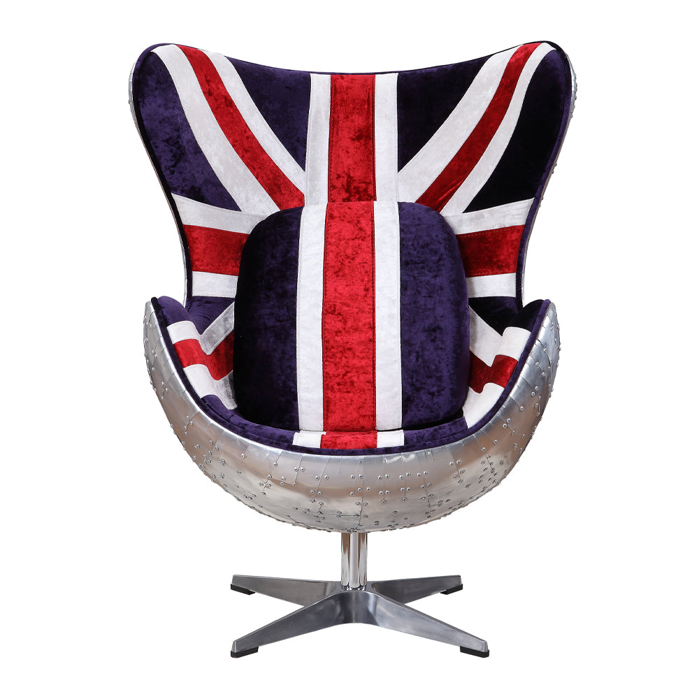 ACME Brancaster Pattern Fabric & Aluminum Accent Chair with Swivel Model 59835