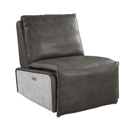 ACME Metier Gray Top Grain Leather & Aluminum Power Motion Recliner Model 59940