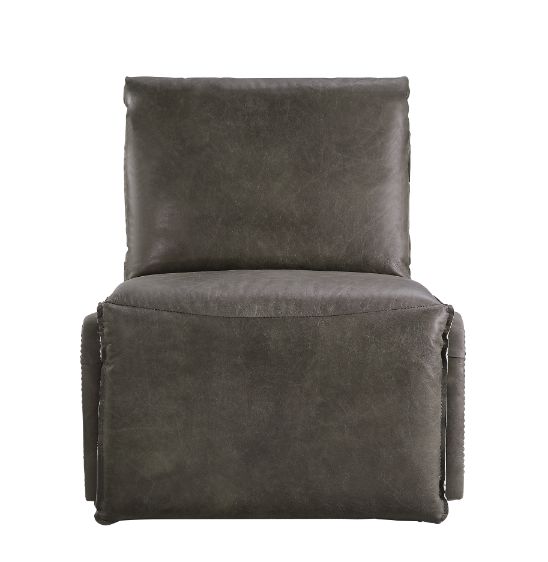 ACME Metier Gray Top Grain Leather & Aluminum Power Motion Recliner Model 59940