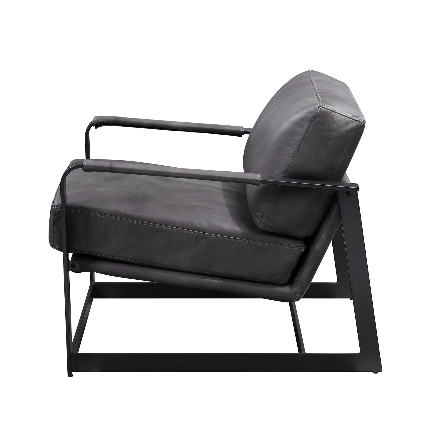 ACME Locnos Gray Top Grain Leather & Black Accent Chair Model 59944