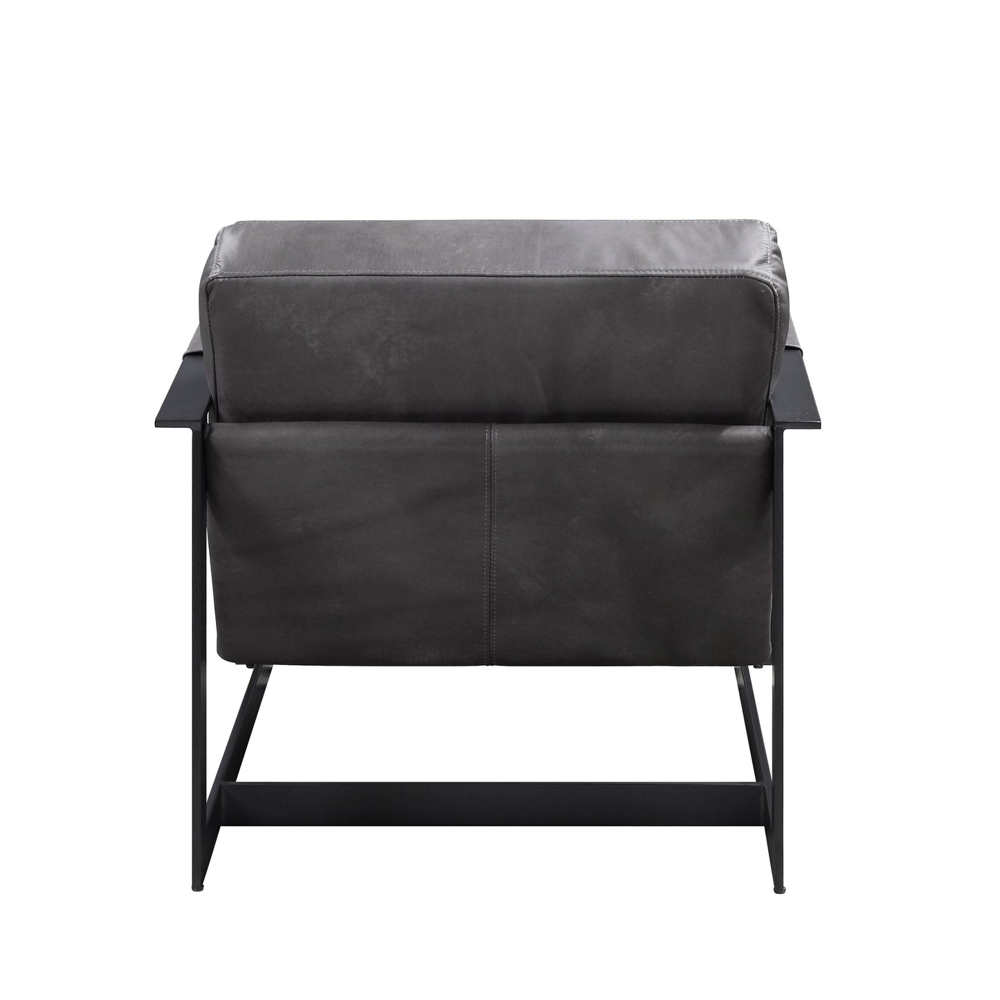 ACME Locnos Gray Top Grain Leather & Black Accent Chair Model 59944