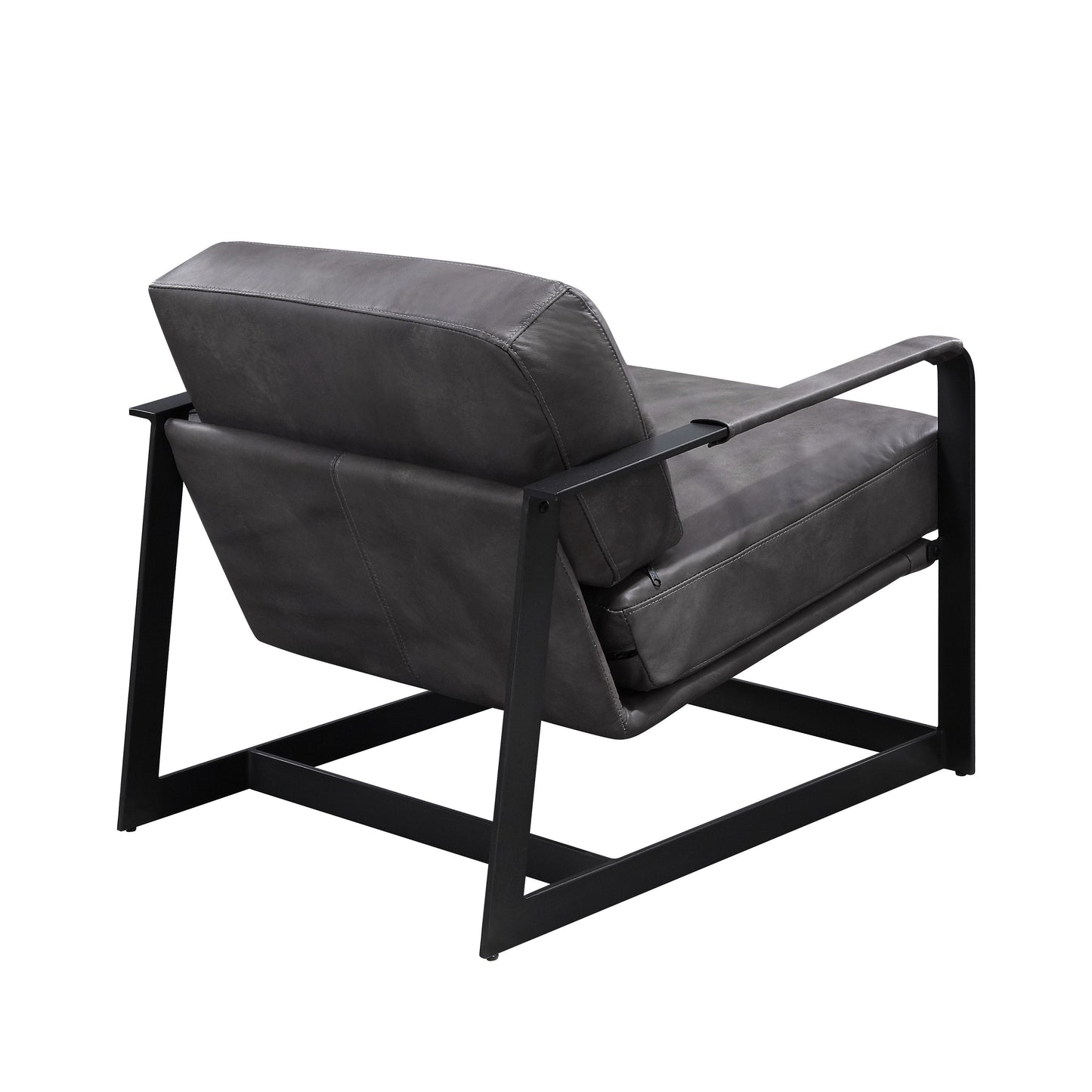 ACME Locnos Gray Top Grain Leather & Black Accent Chair Model 59944