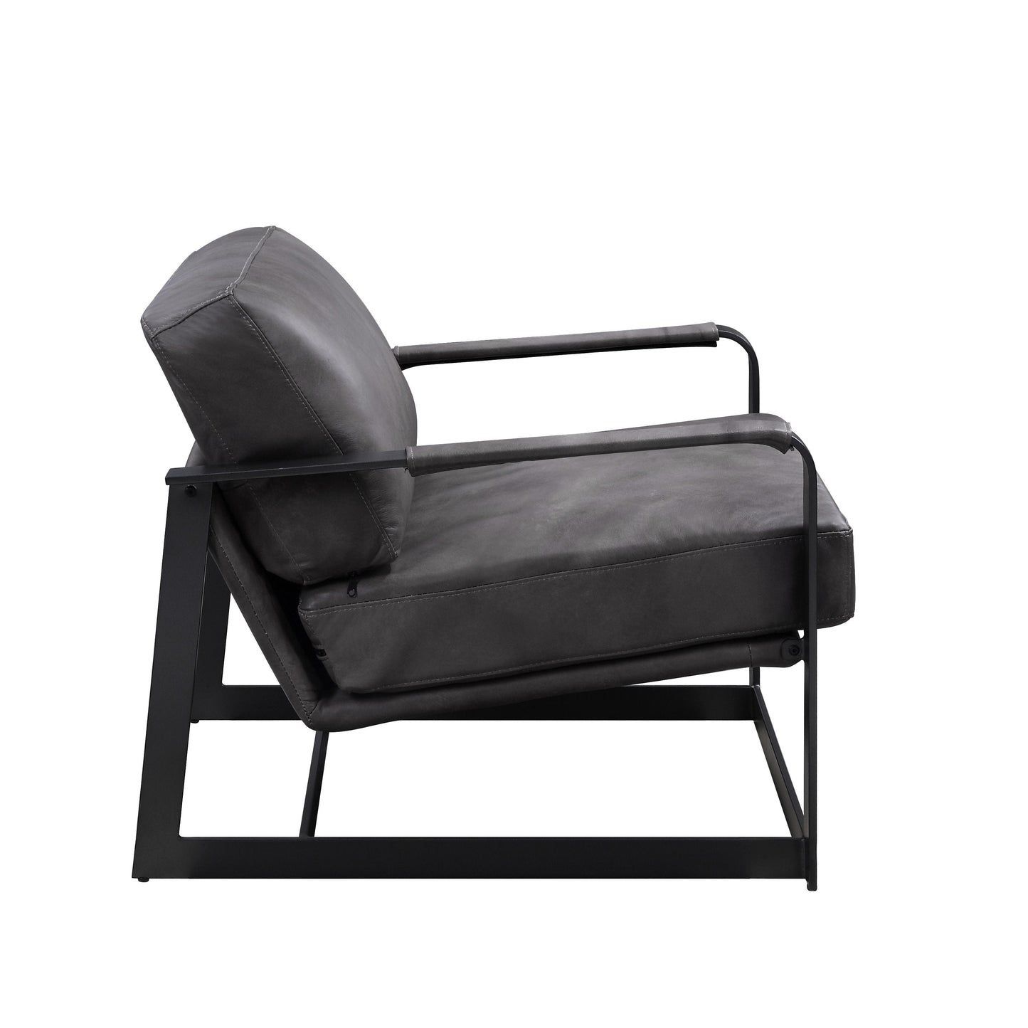 ACME Locnos Gray Top Grain Leather & Black Accent Chair Model 59944
