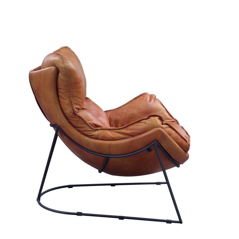 ACME Thurshan Aperol Top Grain Leather & Black Accent Chair Model 59945