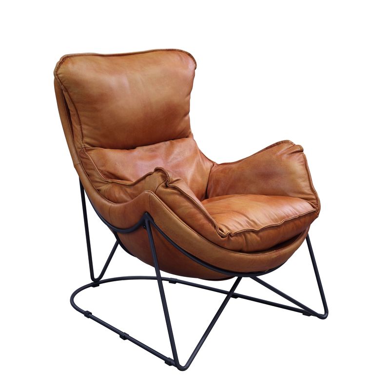 ACME Thurshan Aperol Top Grain Leather & Black Accent Chair Model 59945