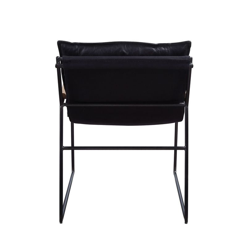 ACME Luberzo Distress Espresso Top Grain Leather & Matt Iron Accent Chair Model 59946