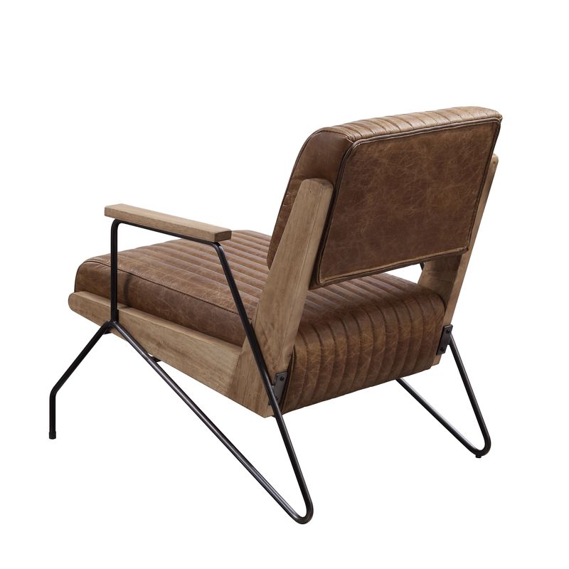 ACME Eacnlz Cocoa Top Grain Leather & Matt Iron Accent Chair Model 59947