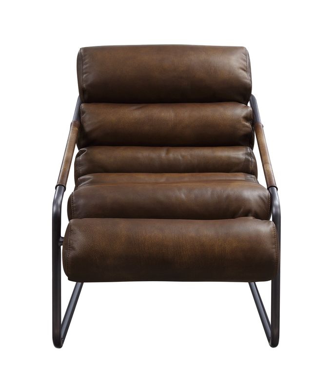 ACME Dolgren Sahara Top Grain Leather & Matt Iron Accent Chair Model 59948