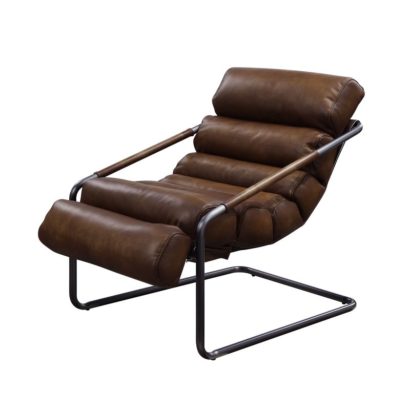 ACME Dolgren Sahara Top Grain Leather & Matt Iron Accent Chair Model 59948