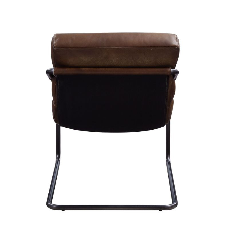 ACME Dolgren Sahara Top Grain Leather & Matt Iron Accent Chair Model 59948
