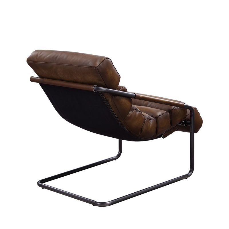 ACME Dolgren Sahara Top Grain Leather & Matt Iron Accent Chair Model 59948
