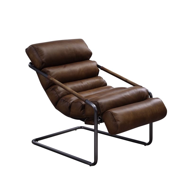 ACME Dolgren Sahara Top Grain Leather & Matt Iron Accent Chair Model 59948