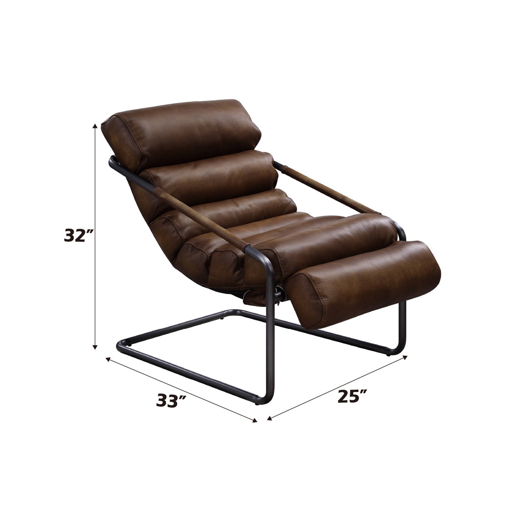 ACME Dolgren Sahara Top Grain Leather & Matt Iron Accent Chair Model 59948