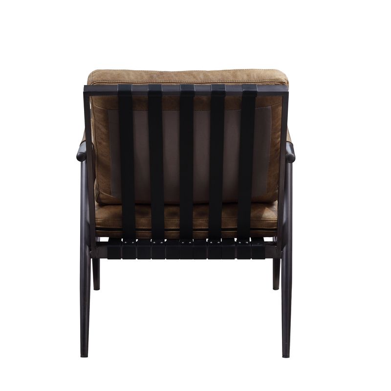 ACME Anzan Berham Chestnut Top Grain Leather & Matt Iron Accent Chair Model 59949